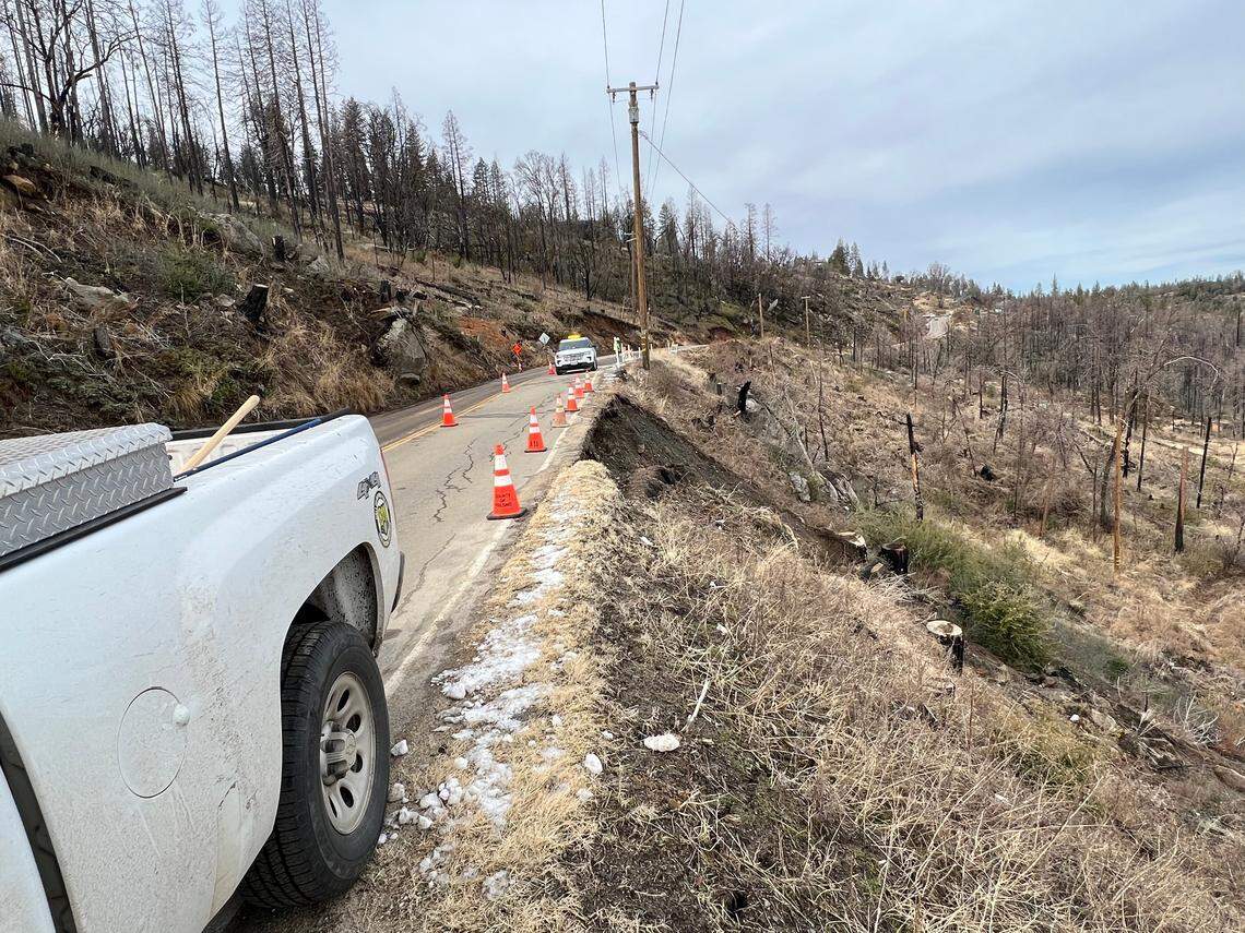 Fresno County work crews will need at least 14 days to repair dangerous erosion areas on Tollhouse Road, officials reported Tuesday.