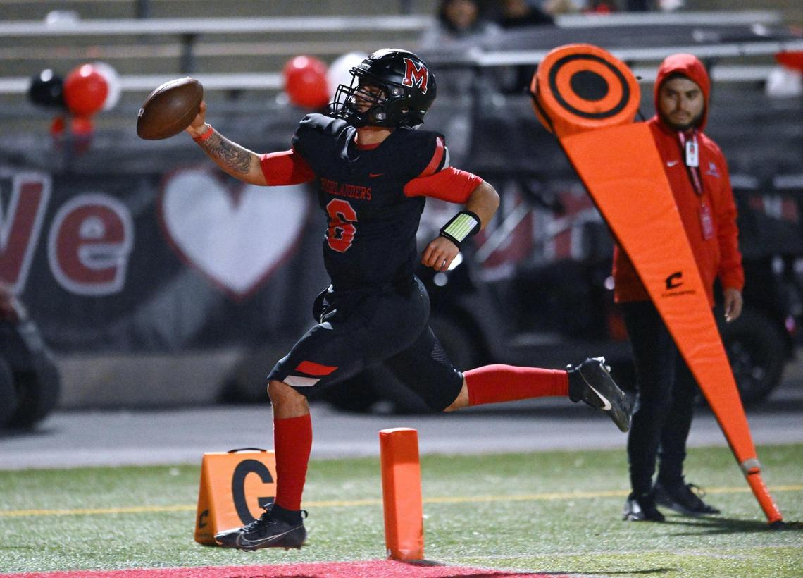 McLane quarterback Noah Zamora runs the ball in for a toouchdown against Hoover Friday, Nov. 1, 2024. McLane beat Hoover 58-13.