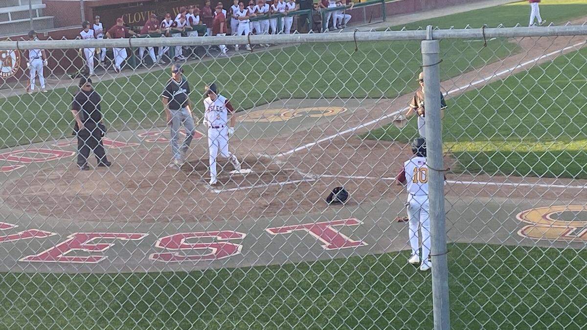 Peyton Miscione scores for Clovis West in a 10-0 victory over Clovis West on March 26, 2025.
