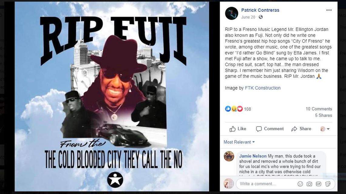 Ellington “Fugi” Jordan died June 18, 2020 in Fresno, CA. He was 80 years old.