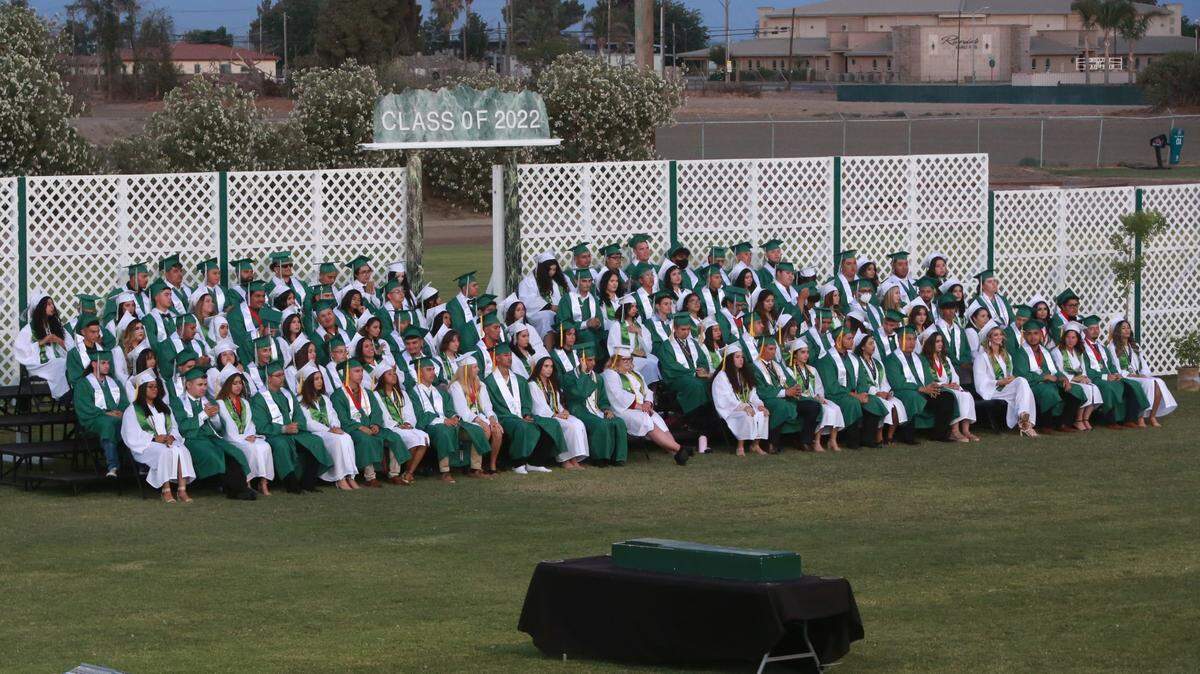 Riverdale High School Class of 2022 during the graduation ceremony Friday night (June 10) at Cowboys Stadium Jack King Field.