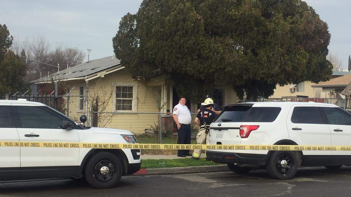 A dead body was found in an RV that burned behind this home near Orange and Lowe avenues in southeast Fresno, CA on Tuesday, Jan. 29, 2019.