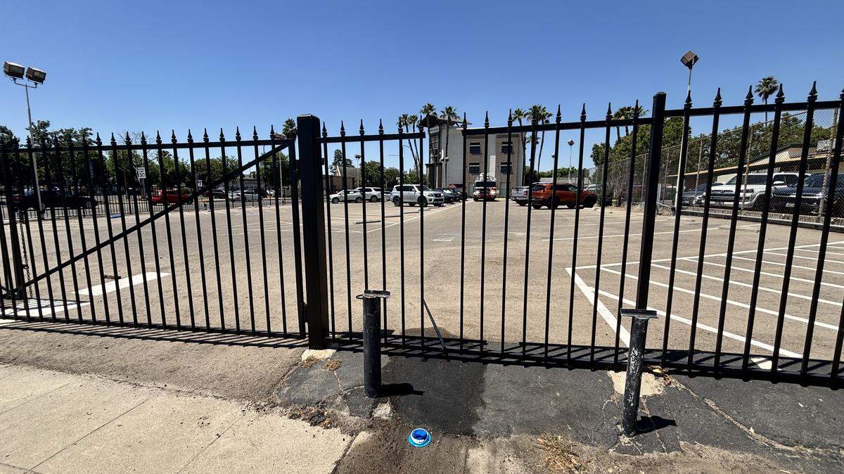 A woman’s leg was impaled on the fence after she ran from EMS in Fresno, California on Thursday, May 21, 2026.