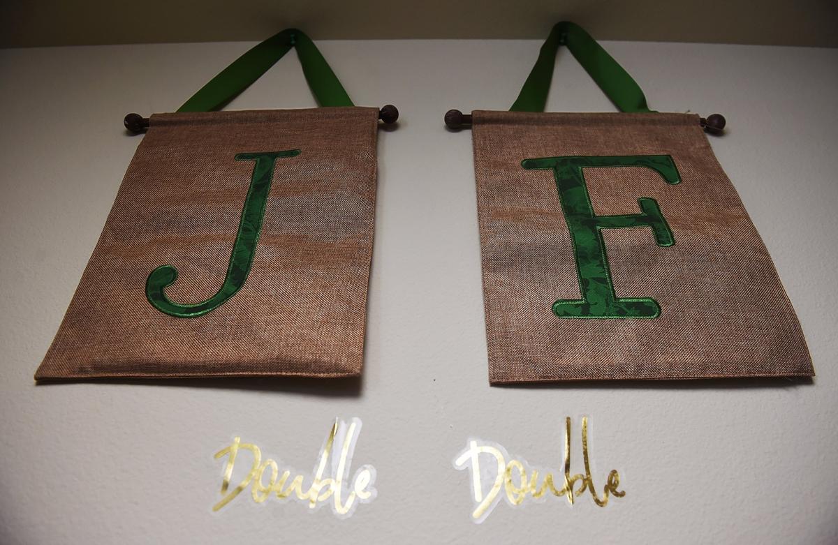 Initials for Jess Fitzpatrick and his husband Jordan Fitzparick hang at the couple’s home Thursday, Nov. 8, 2018 in Fresno.