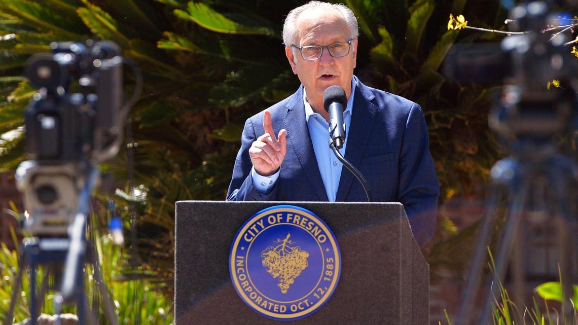 Fresno Mayor Lee Brand announces the closure of city parks for the upcoming Easter weekend at a press conference from his home Wednesday, April 1, 2020 in Fresno