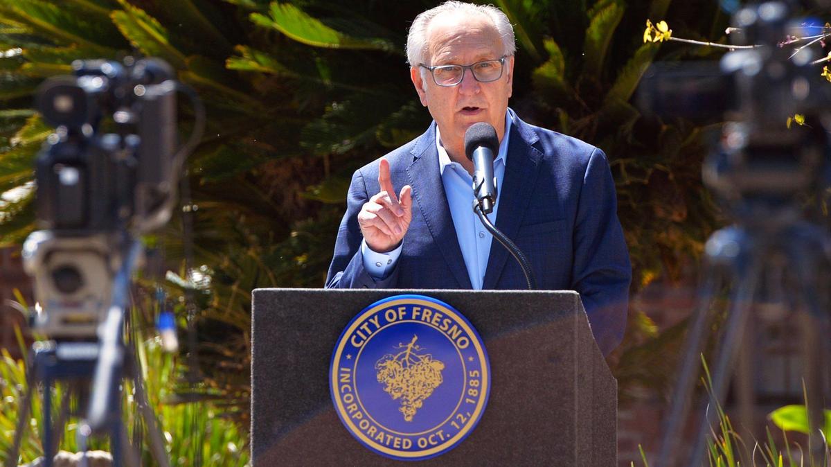 Fresno Mayor Lee Brand announces the closure of city parks for the upcoming Easter weekend at a press conference from his home Wednesday, April 1, 2020 in Fresno