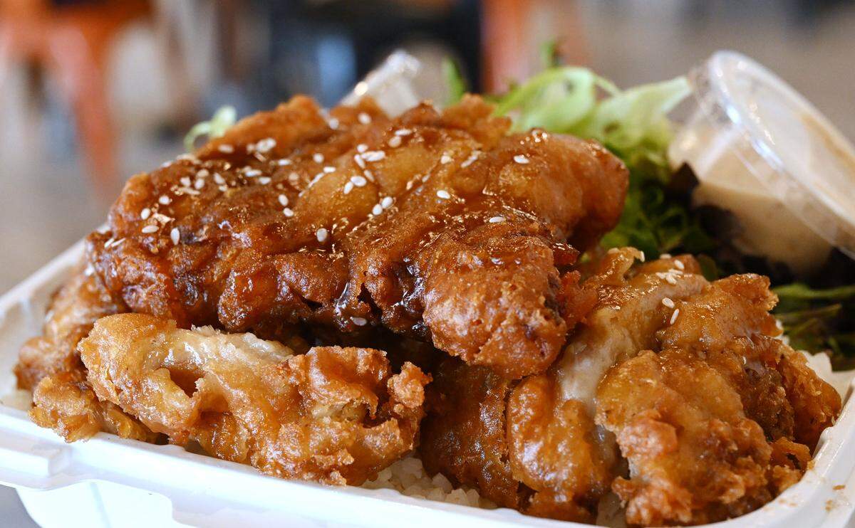 The Crispy Fried Chicken teriyaki entree with rice and fresh vegetables, available at Mai Thao's new Teriyaki Time fast-casual restaurant, newly opened on the southwest corner of Shaw Avenue at Clovis Avenue. Photographed Thursday, May 7, 2026 in Clovis.