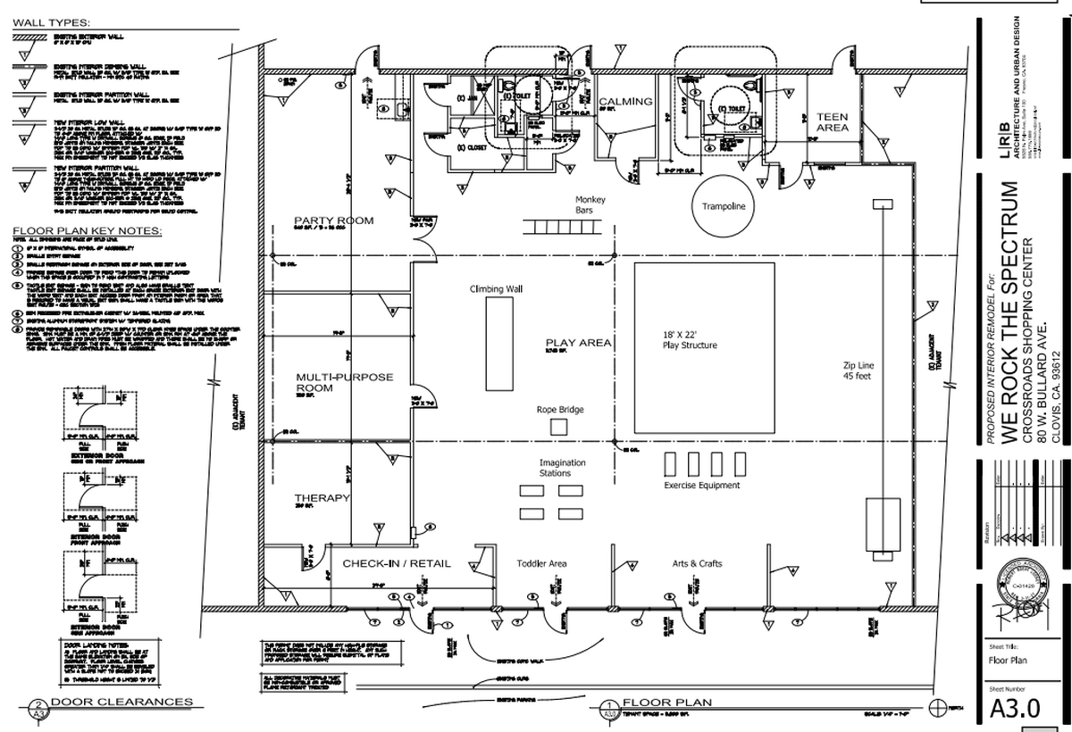 A floor plan We Rock the Spectrum submitted to the city of Clovis shows what the facility for children with special needs will feature in a 5,800-square-foot space on 80 W. Bullard Ave.