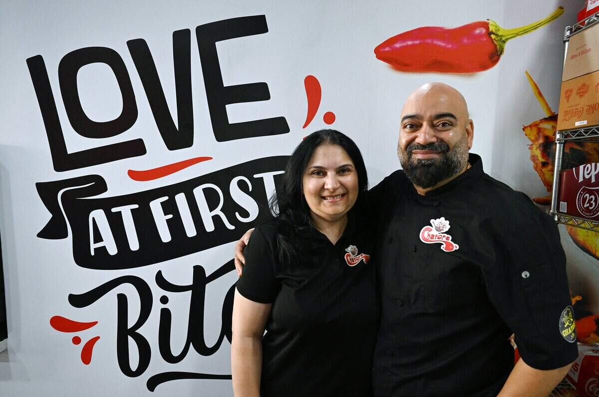 Harpreet Singh (Vic Judge), right, and his wife Kiran Judge have opened Chatore, a dine in and take out place serving fresh Indian food and more. Photographed Wednesday, Sept. 17, 2025 in Fresno.