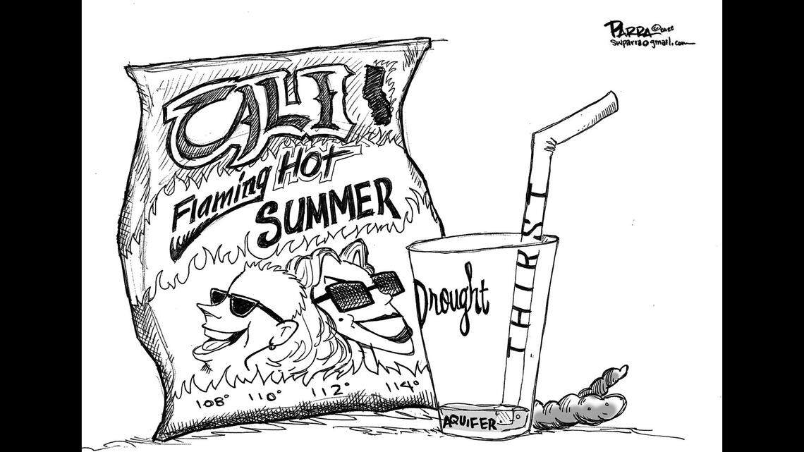 Flamin’ hot! SW Parra opinion cartoon depicts Valley heat and California drought