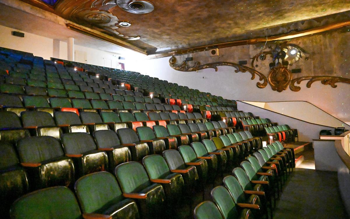Theatre seats line the upper part of the Historic Crest Theatre on Broadway Plaza in downtown Fresno. Built in 1949, the Art Deco-style theatre is family-owned and hosts musicals, films, concerts as well as other public and private events. Owners are currently raising money through GoFundMe to replace the air conditioning unit that failed during the pandemic.