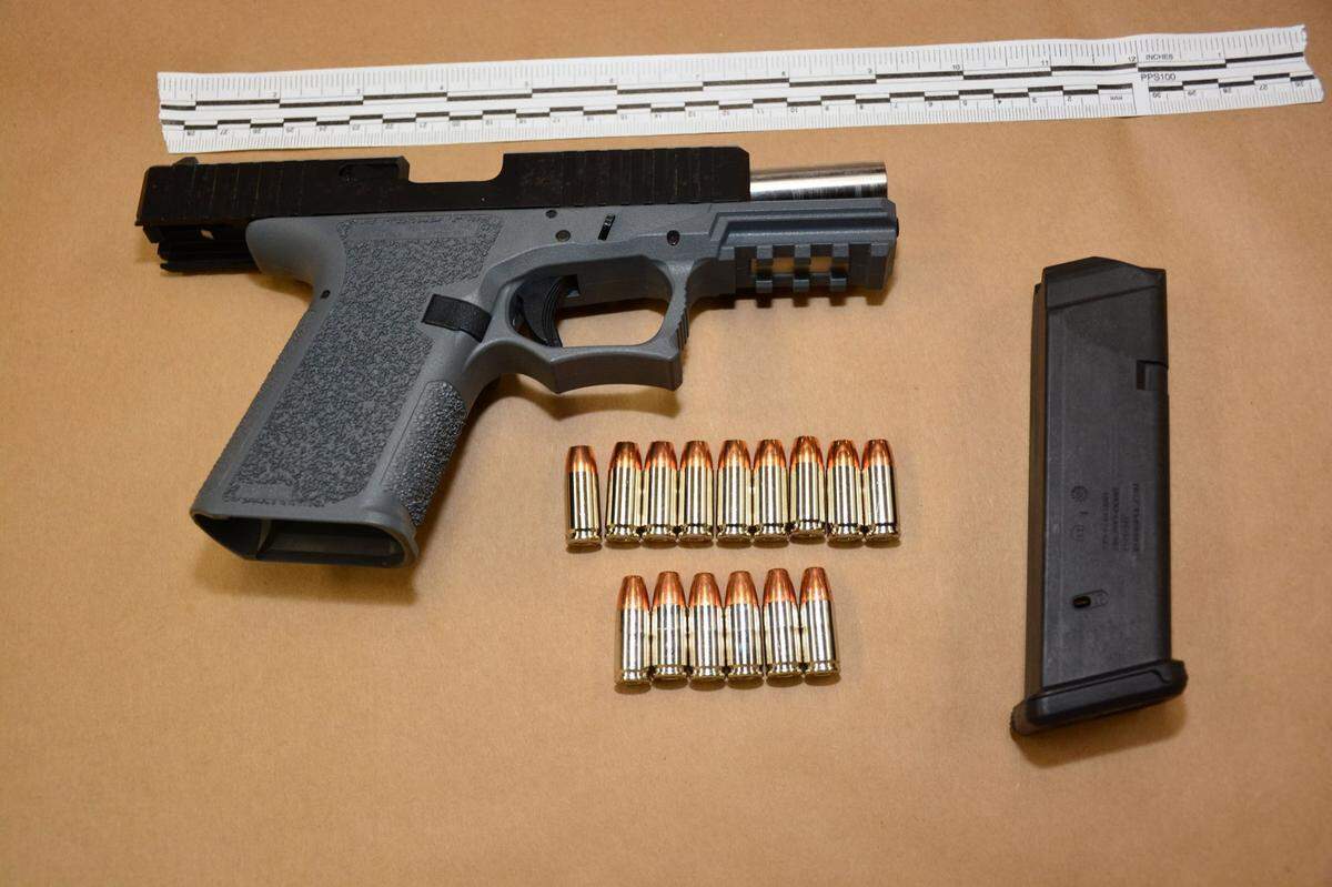 A loaded 9 mm pistol, with no serial numbers, was seized by police in southeast Fresno.