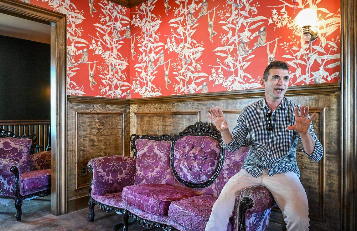 Miguel Arambula, co-owner of Moses McQueen’s, explains the concept of the new bar that’s opening in March 2026 in a 100-year-old Armenian home on Van Ness Boulevard in downtown Fresno.