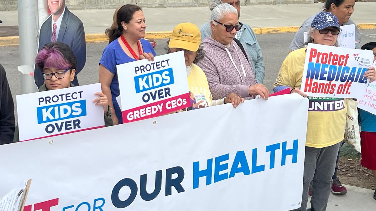 Families and advocates rallied outside of Valadao’s district office in Bakersfield on April 16, two days after Valadao and 11 other republicans sent a letter to House Leadership including House Speaker Mike Johnson on April 14 regarding Medicaid cuts.   
