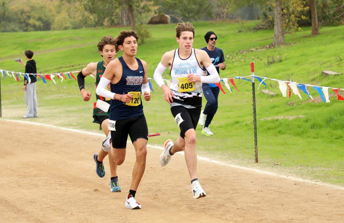 Clovis North senior Conor Lott broke away from a pack with less than a mile remaining to win the Division I Boys race with a time of 14:43.2 at the CIF state cross country championships at Woodward Park on Nov. 29, 2025.