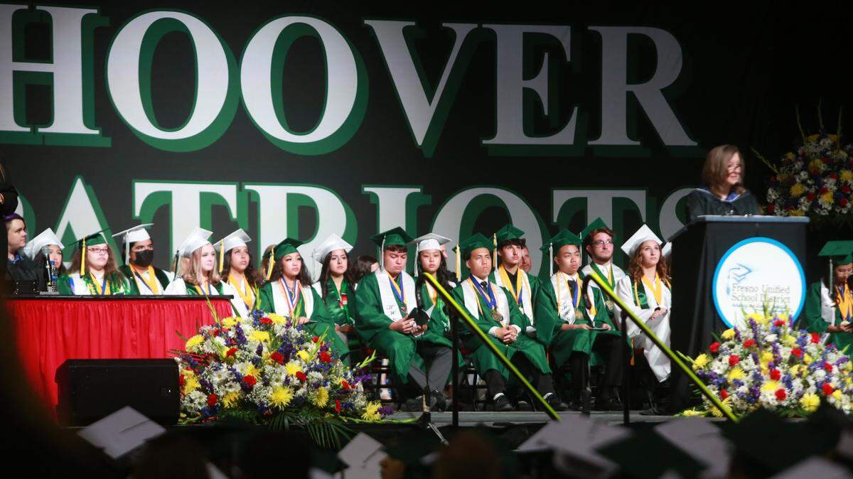 Hoover High School Class of 2022 valedictorians during the commencement ceremony Monday night (June 6) at the at the Save Mart Center.
