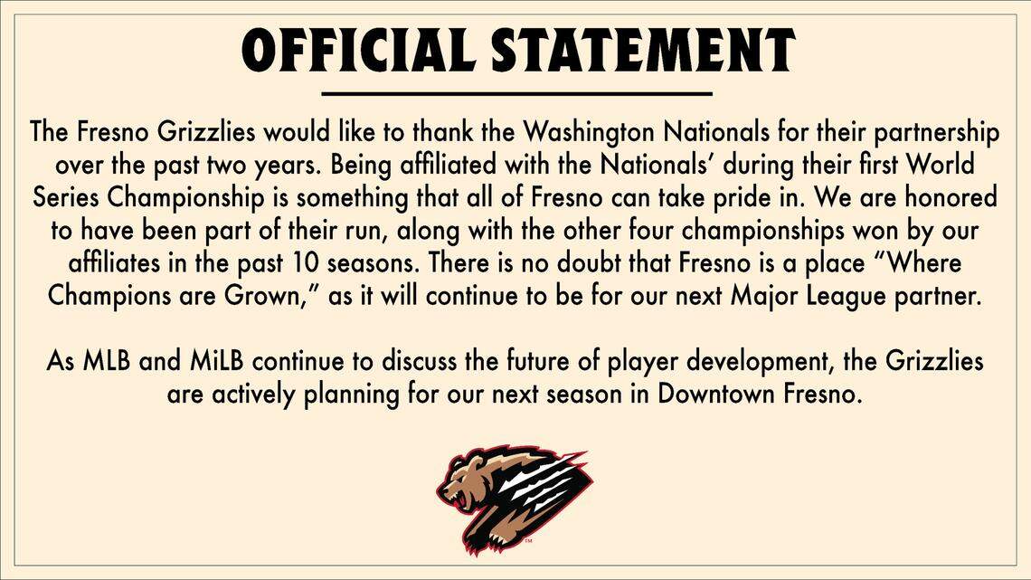 Fresno Grizzlies statement