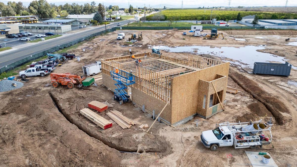 Construction has begun on a project on Avenue 12 in Madera Ranchos, photographed on Thursday, April 3, 2025, that will include the town’s first Starbucks as well as a gas station with a car wash and a Camarena Health facility.