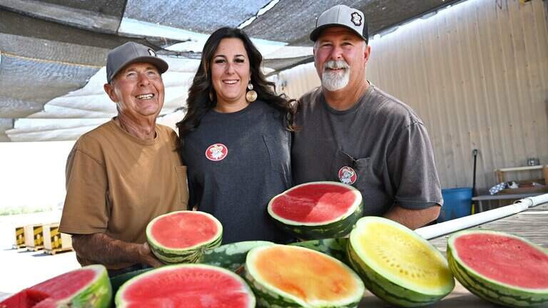 A cornucopia of watermelons awaits just outside Fresno. Nine varieties and counting