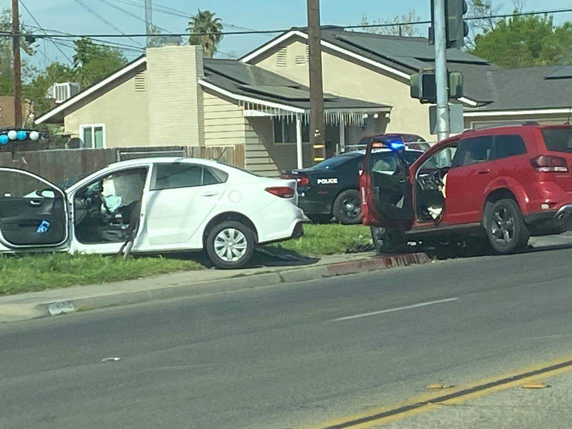 Two women were taken to a hospital after a two-vehicle collision in Fresno, California on Friday, April 21, 2023. One woman was listed in critical condition.