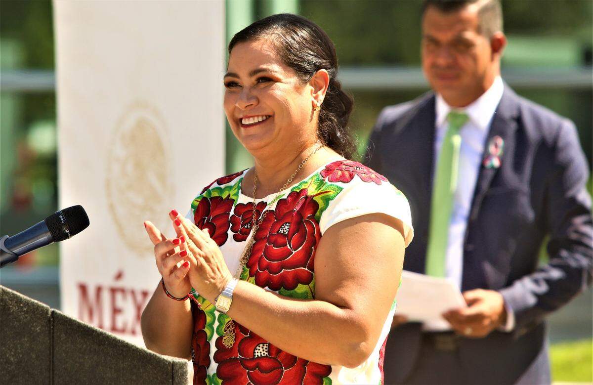 Mexican consul Adriana González Carrillo dedicated the the Mexican Independence Day ceremony at Fresno City Hall to farmworkers on Sept. 15, 2023.