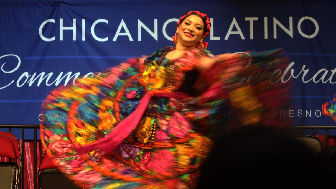 The Fresno State Danzantes de Aztlán performed a Mexican folkloric dance during the 48th Fresno State Chicano/Latino Commencement Celebration on May 18, 2024.