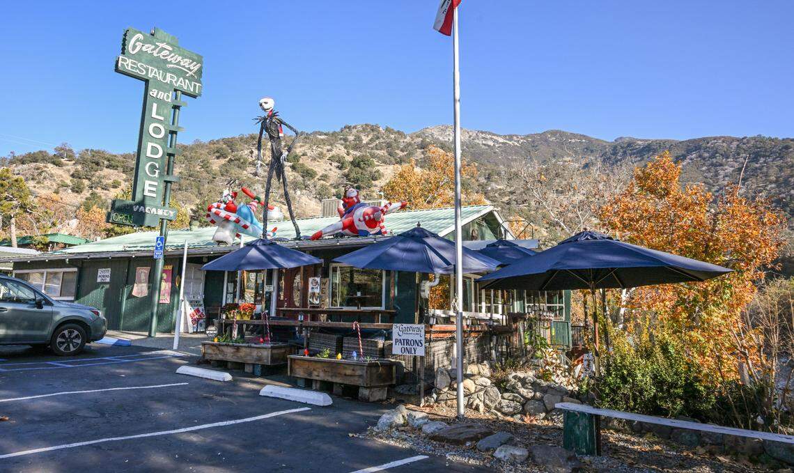 The Gateway Restaurant and Lodge, which stands at the Pumpkin Hollow Bridge just southwest of the Sequoia National Park entrance in Three Rivers, has a large deck (not pictured) that overlooks the Kaweah River.