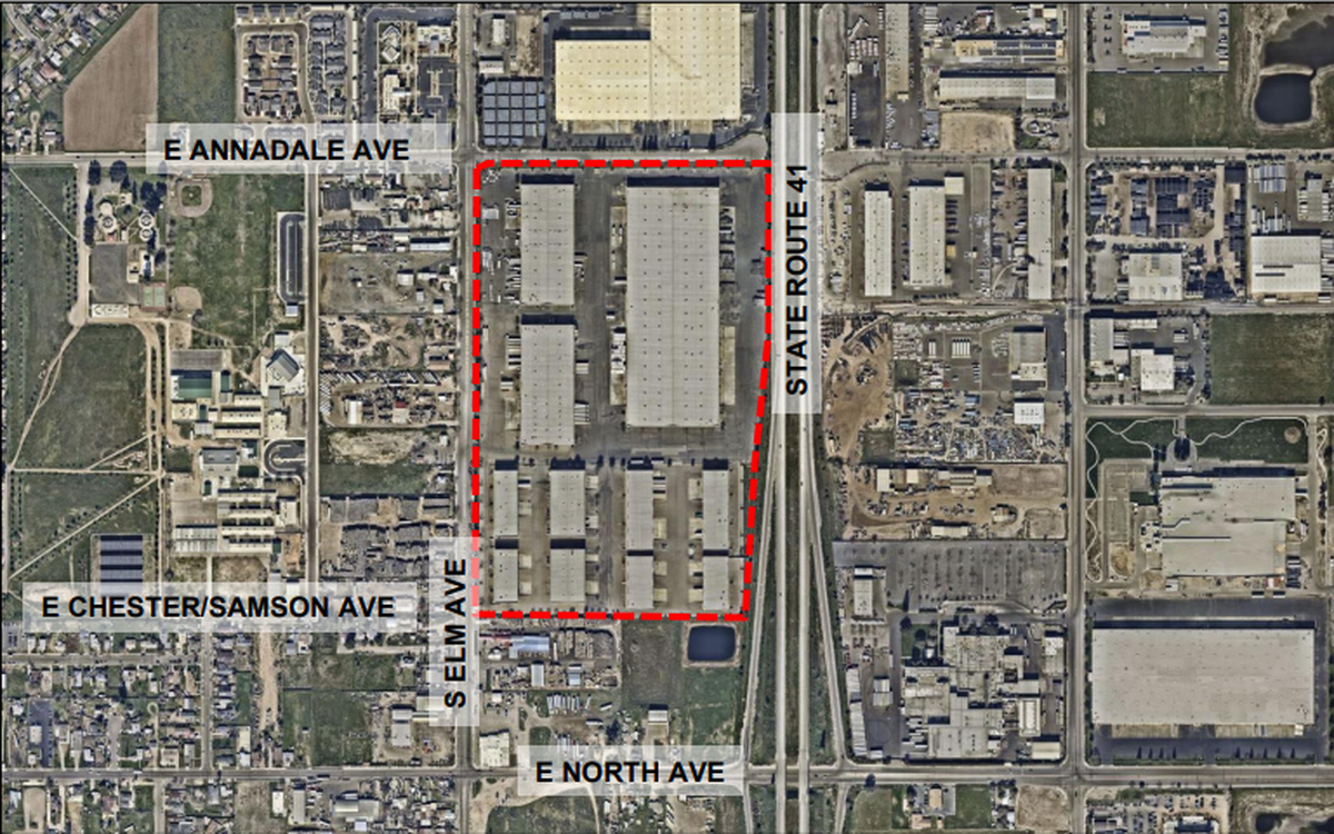 Screenshot of proposed Elm Street rezone would convert 55.31 acres from neighborhood mixed-use into light industrial use.