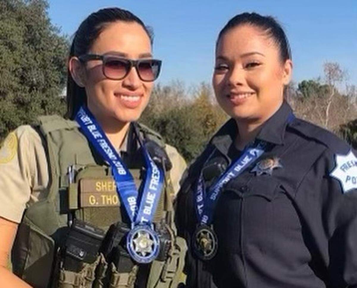 Fresno Police officer Ana Elizabeth Chavarin (right), who spent years working on domestic violence and child abuse cases, died from cancer at 39 years old.