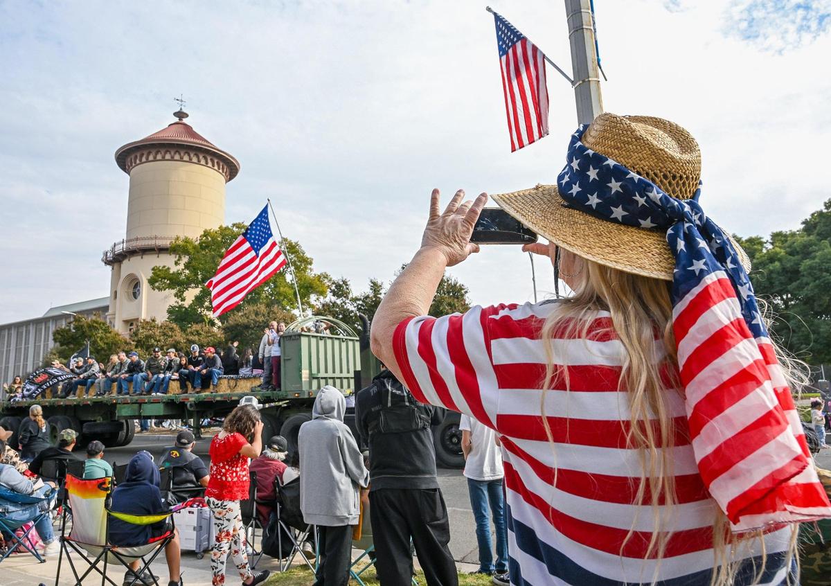 Stars and Stripes were the colors of the day as American flags proudly waved during the 105th annual Central Valley Veterans Day Parade in downtown Fresno on Monday, Nov. 11, 2024.