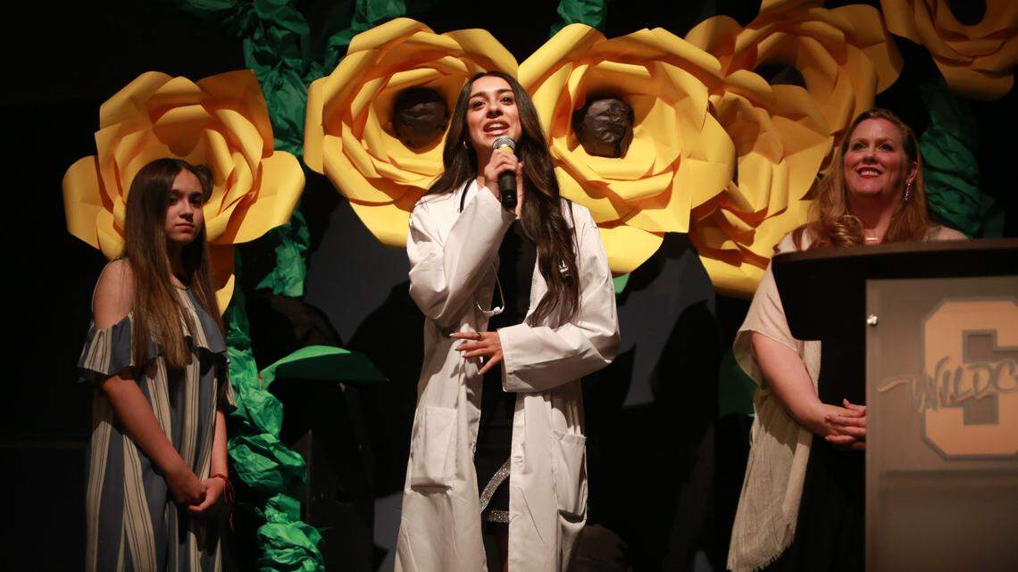 Sunniside High School valedictorian Krista Faith González during the Doctors Academy’s end of the year ceremony on May 18.