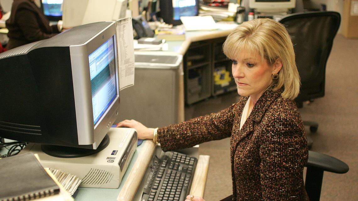 ABC30 anchor Liz Harrison will retire in June, after 38 years with the station. She is seen here at the station in a photo from 2005.
