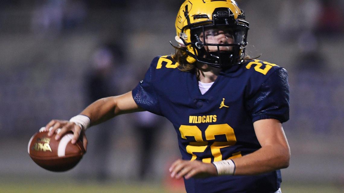 Sunnyside quarterback Tanner Wilson looks to pass downfield against Reedley Thursday, Oct. 28, 2021 in Fresno.