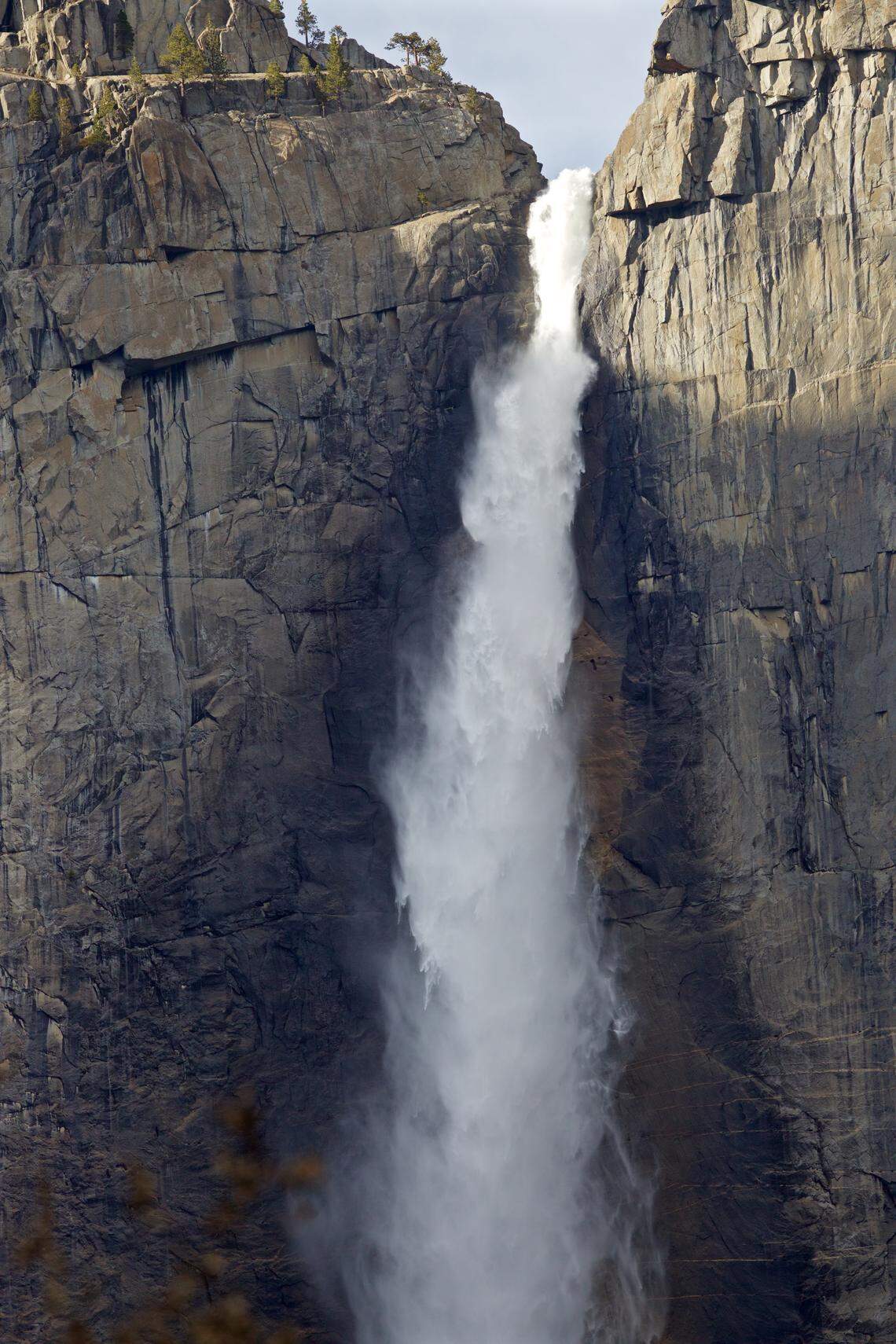 Yosemite Falls is full from recent winter storms as seen on Thursday, March 29.