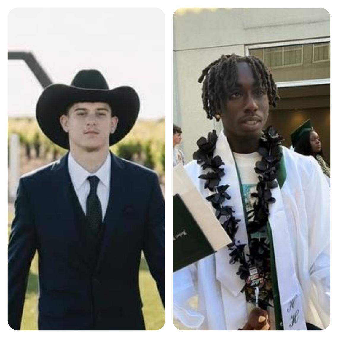 Jordan Abuchon, left, and Karim Williams, right, were both killed in separate shootings in Fresno, California over the weekend.