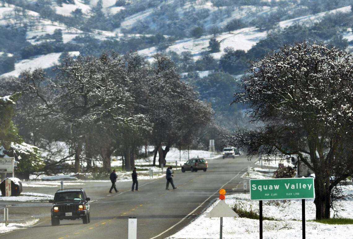 Squaw Valley, Fresno County after a dusting of snow in February 2013.