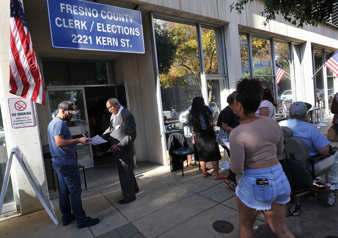 First time voters are assisted at the Fresno County Elections Office, as they register to vote in Tuesday’s election, Nov. 6, 2018.