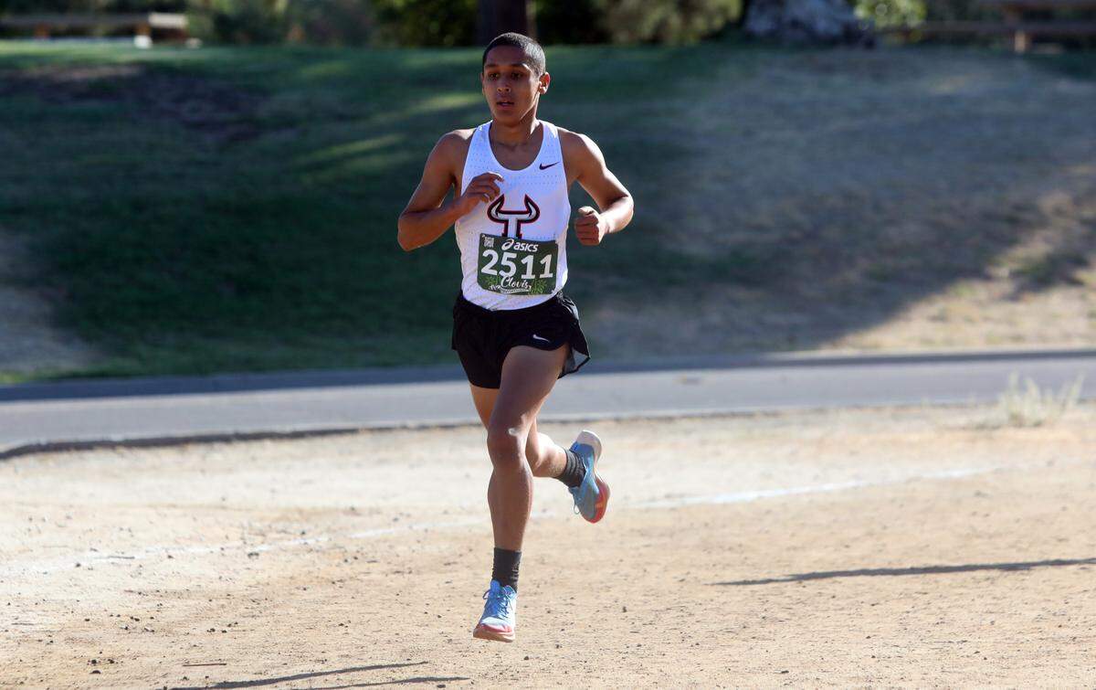 Matilda Torres High junior Benjamín Fernández placed 15h overall in 15:17.3 in the Rob Brenner race of the 2024 Asics Clovis Cross Country Invitational at Woodward Park on Oct. 12, 2024.