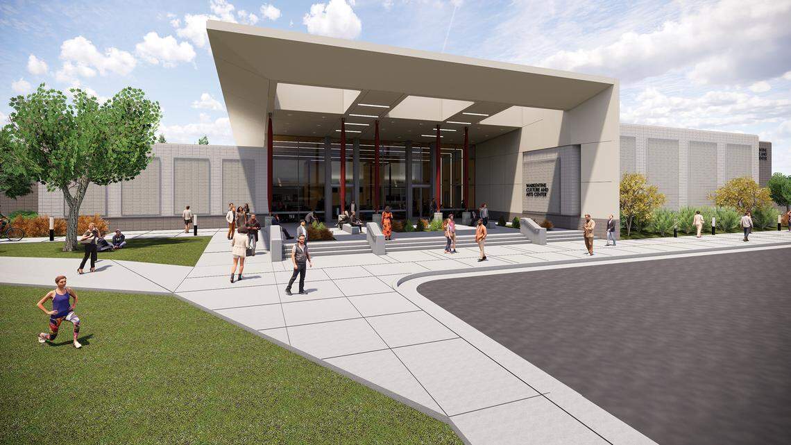 An architectural rendering of Fresno Pacific University’s Warkentine Culture & Arts Center.