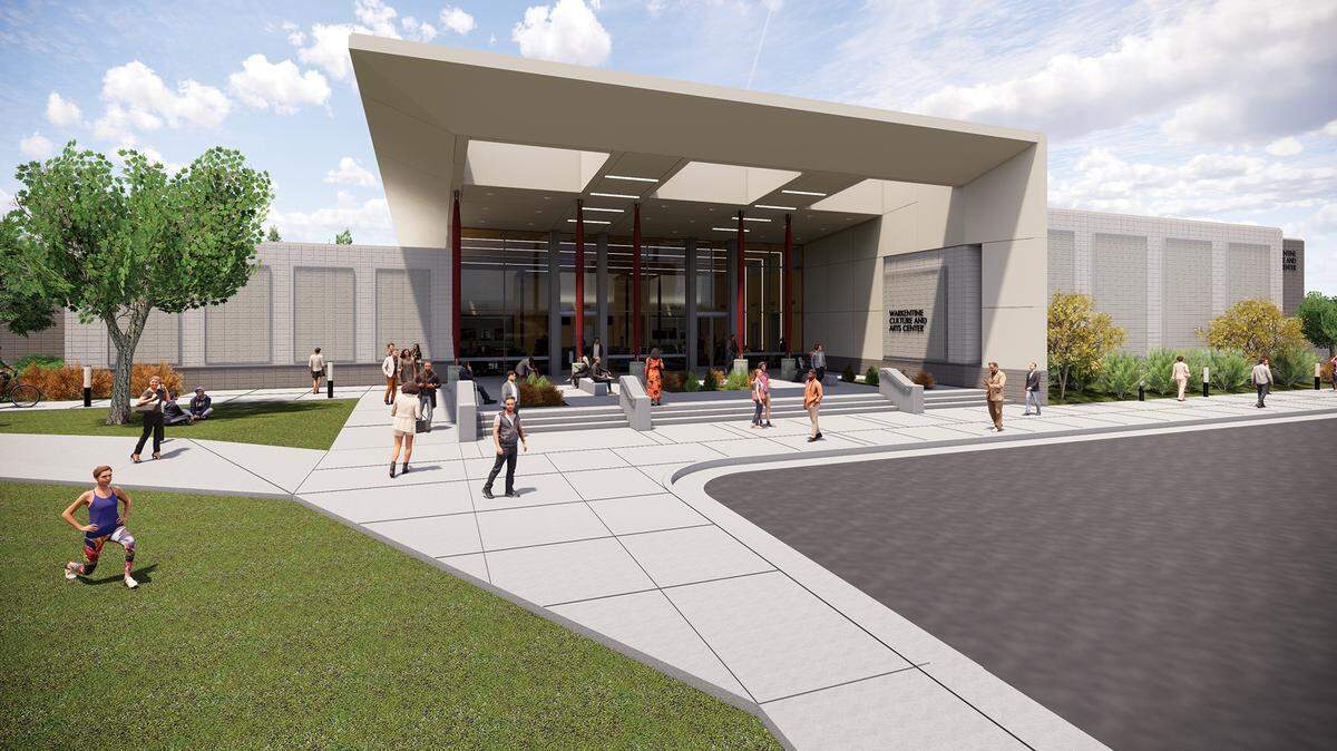 An architectural rendering of Fresno Pacific University’s Warkentine Culture & Arts Center.