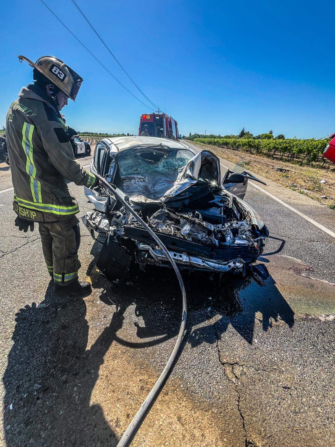 The Hyundai driver was arrested on suspicion of driving under the influence following the head-on crash in Fresno County.