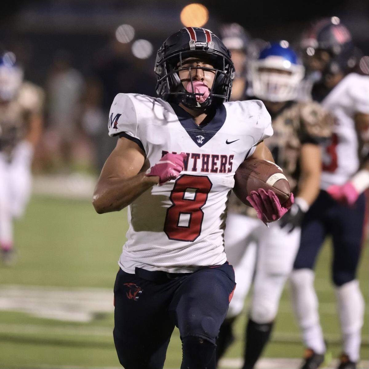 San Joaquin Memorial running back Brandon Ramirez finished with three touchdowns to lead the Panthers to a 56-0 victory over Madera on Friday, Oct. 7, 2022.