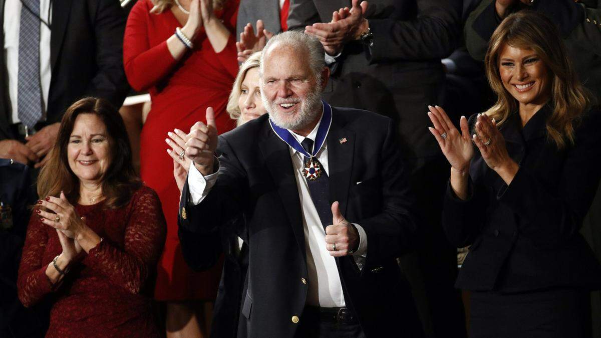 Rush Limbaugh after being awarded the Medal of Freedom by President Trump.