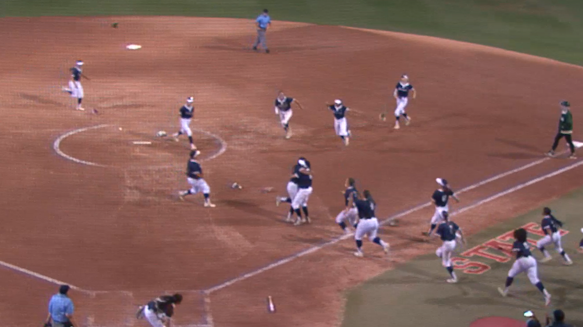 Redwood High runs to the infield to celebrate a 1-0 victory over Garces in a Central Section Division II championship on Friday, May 29, 2026.