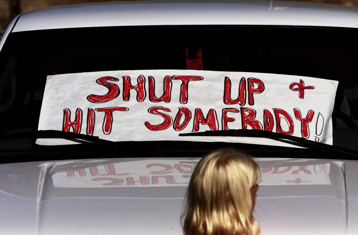 Fresno State fan lets their sentiment made known before the home opener against Oregon State at Bulldog Stadium.