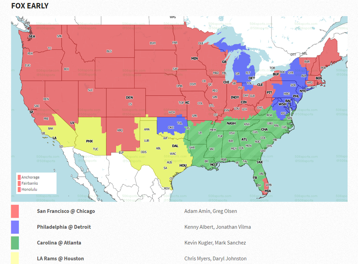 506 Sports NFL TV map for Week 8.