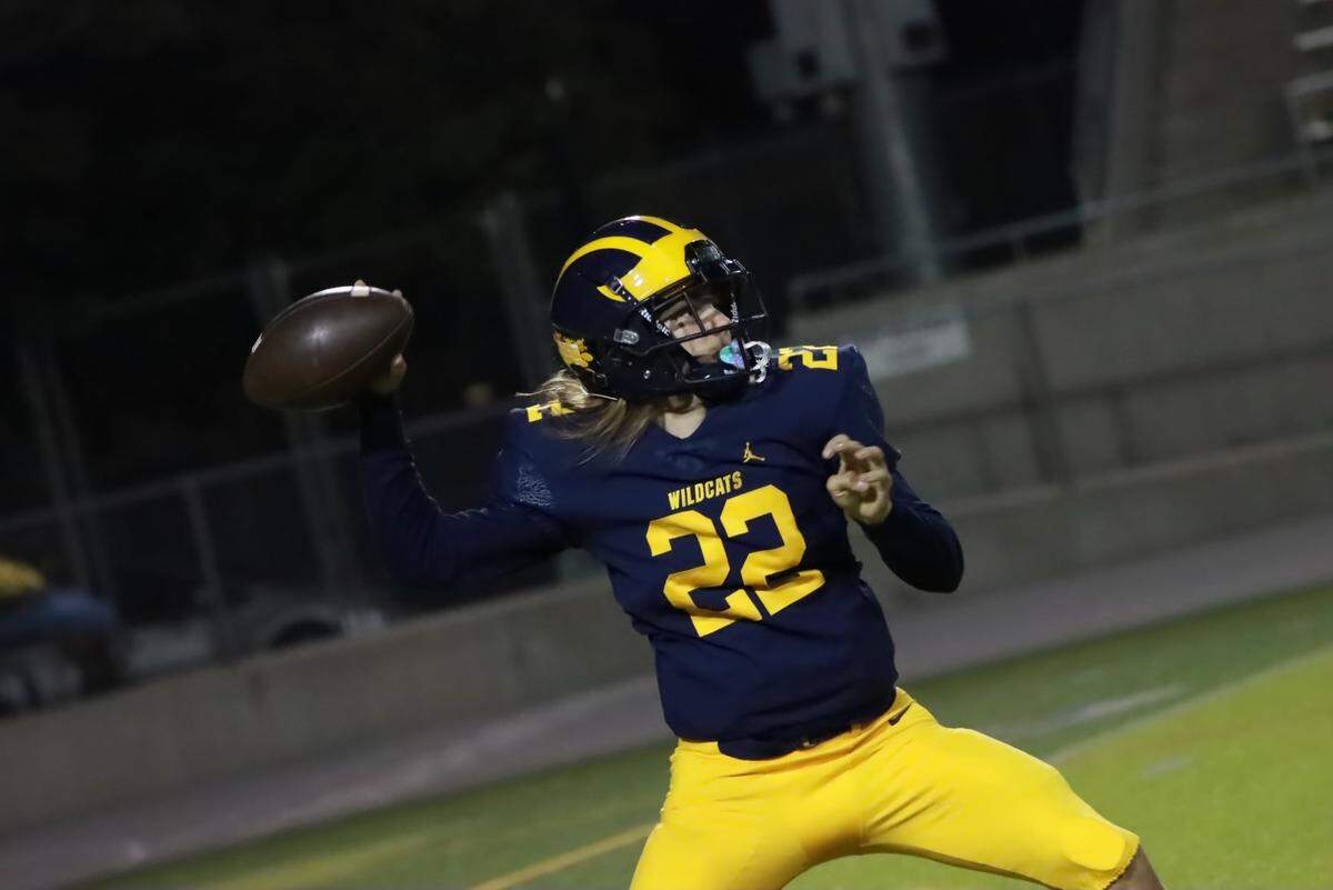 Sunnyside High QB Tanner Wilson throws a pass against Torres in a North Yosemite League game on Friday, Oct. 14, 2022.