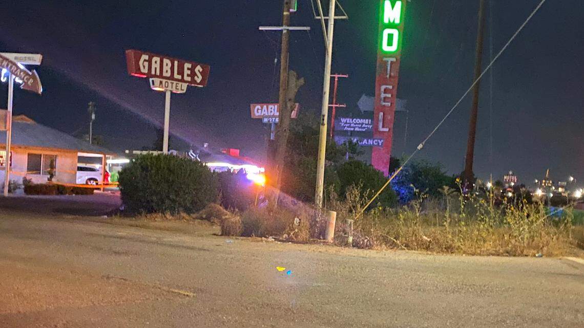 A woman was wounded in a shooting at a Fresno, California motel on Sunday, Aug. 4, 2024.