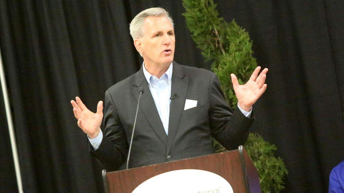 Speaker of the House, Republican Kevin McCarthy of Bakersfield, gives the keynote speech to kick off the 2023 World Ag Expo in Tulare on Feb. 14.