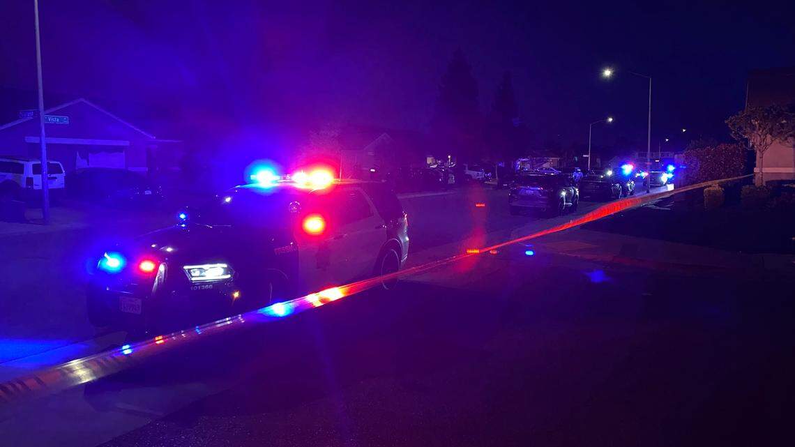 Police investigate a stabbing at a Fresno, California home on Sunday, April 7, 2024.